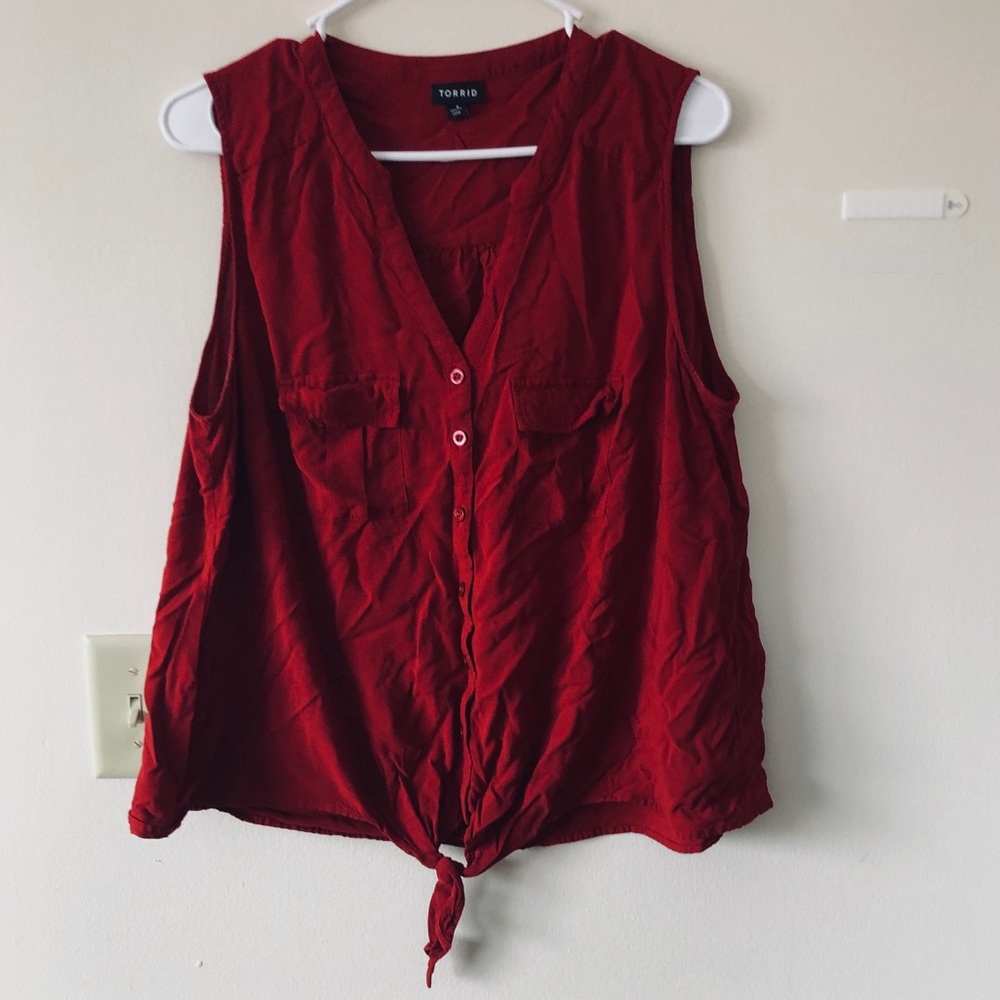 Red tie front torrid shirt
